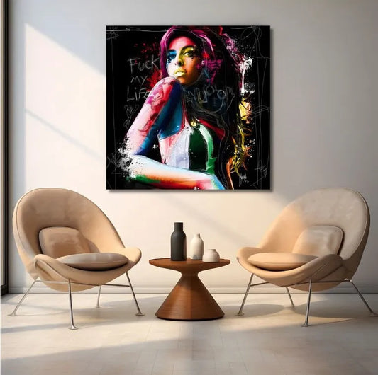 Touteladeco / Tableau Art / Musique / Amy Winehouse / Patrice Murciano / Pop Art / Décoration Murale / Décoration de maison / Moderne / Toile