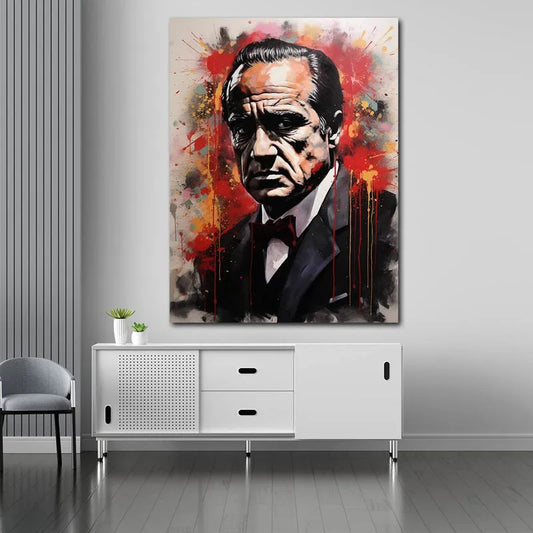Touteladeco / Tableau Art / Le Parrain / Cinema / Godfather / Al Pacino / Graffiti / Pop Art / Décoration Murale / Décoration de maison / Moderne / Toile