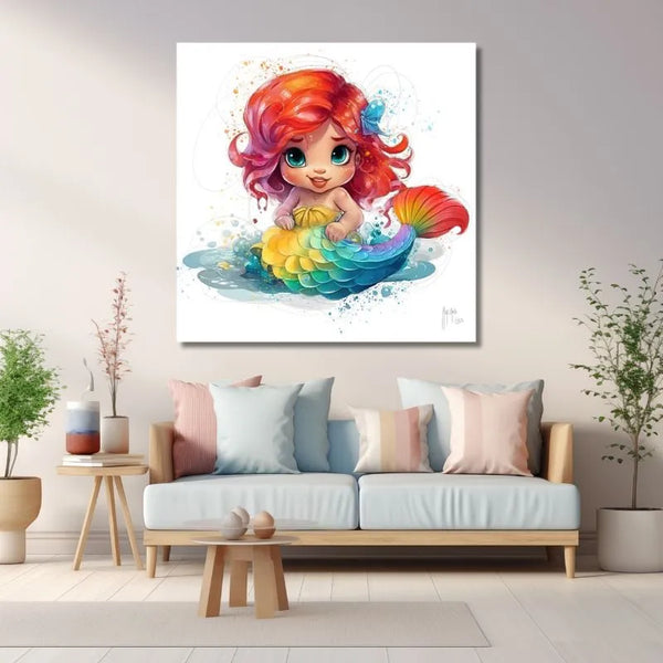 Touteladeco / Tableau Art / Enfant / Baby Ariel / Petite Sirene / Patrice Murciano / Pop Art / Décoration Murale / Décoration de maison / Moderne / Toile
