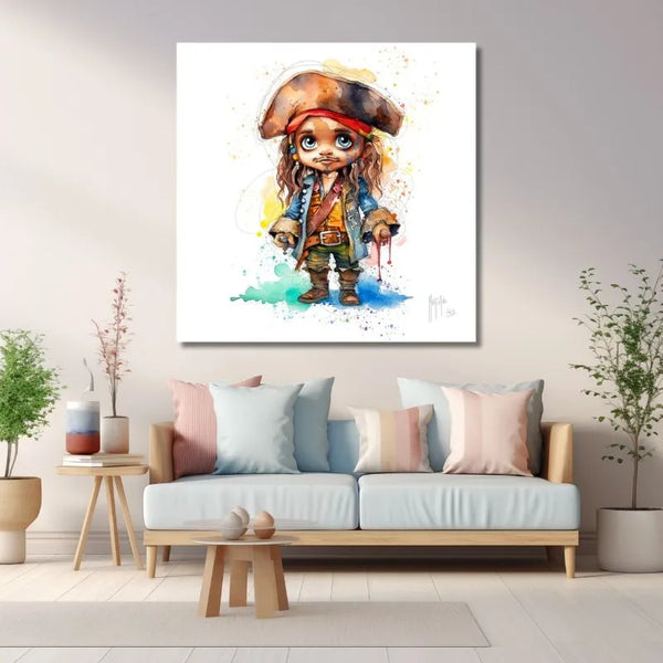 Touteladeco / Tableau Art / Enfant / Baby Pirate / Pirate Caraibe / Patrice Murciano / Pop Art / Décoration Murale / Décoration de maison / Moderne / Toile 