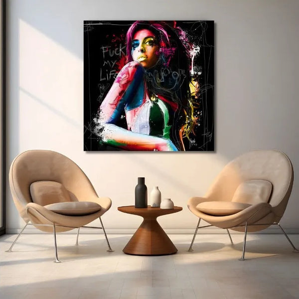 Touteladeco / Tableau Art / Musique / Amy Winehouse / Patrice Murciano / Pop Art / Décoration Murale / Décoration de maison / Moderne / Toile