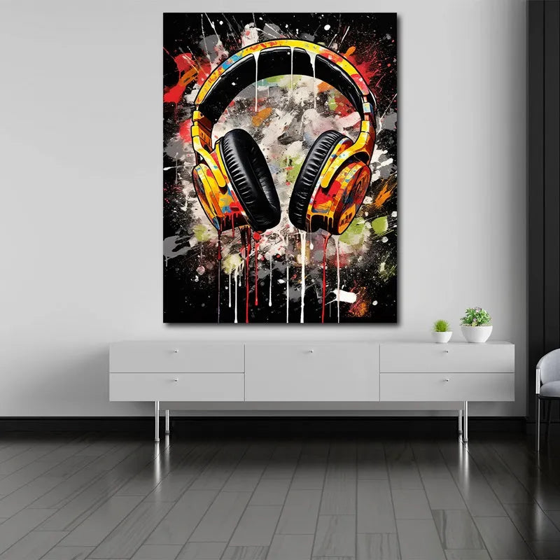 Poster Déco DJ Musical - Impression Sur Toile 70 X 100 Cm - Style Coloré Et Moderne - Pour Salon, Chambre, Bureau - 7