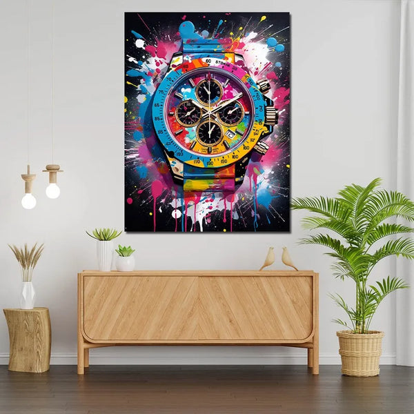 Touteladeco / Tableau Art / Luxe / Montre / Business / Graffiti / Pop Art / Décoration Murale / Décoration de maison / Moderne / Toile / Cadeau