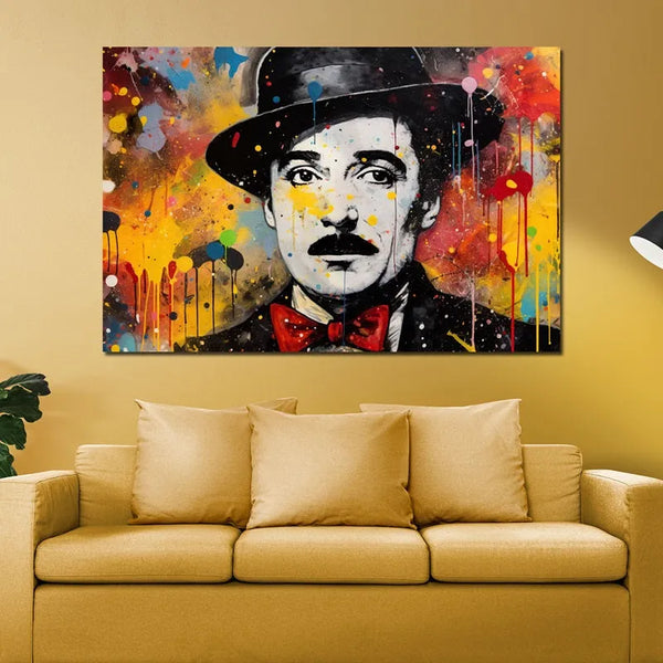 Touteladeco / Tableau Art / Films / Charlie Chaplin / Pop Art / Décoration Murale / Décoration de maison / Moderne / Graffiti / Toile