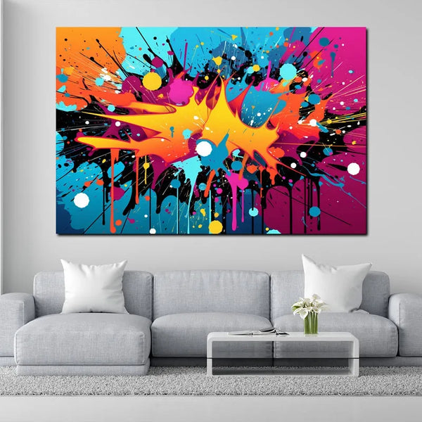 Touteladeco / Tableau Art / Abstrait / Couleurs / Explosions / Graffiti / Deejay / Graffiti / Pop Art / Décoration Murale / Décoration de maison / Moderne / Toile / Fusion