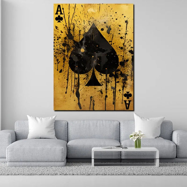 Touteladeco / Tableau Art / As / Trèfle / Poker / Décoration Murale / Décoration de maison / Moderne / Toile