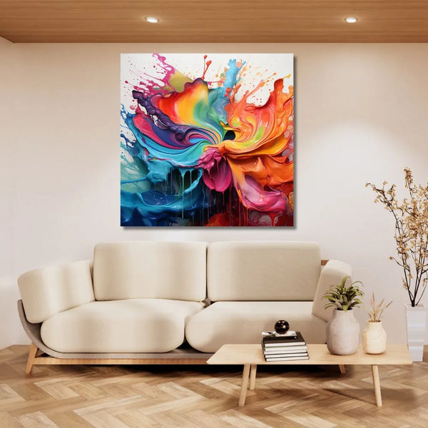 tableau explosion de couleurs / art abstrait moderne / peinture fluide colorée / décoration murale dynamique / mélange de couleurs vives / effet de peinture en mouvement / tableau contemporain / déco artistique expressive / impression sur toile / art vibrant et audacieux / décoration intérieure moderne / toile / tableau / touteladeco