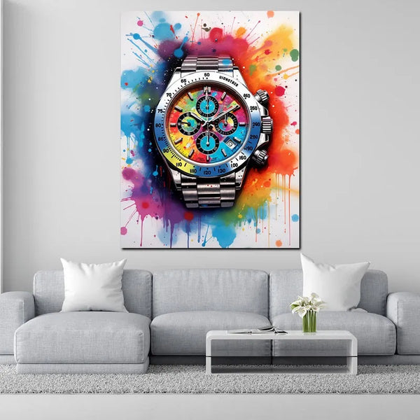 Touteladeco / Tableau Art / Luxe / Montre / Business / Graffiti / Pop Art / Décoration Murale / Décoration de maison / Moderne / Toile / Cadeau
