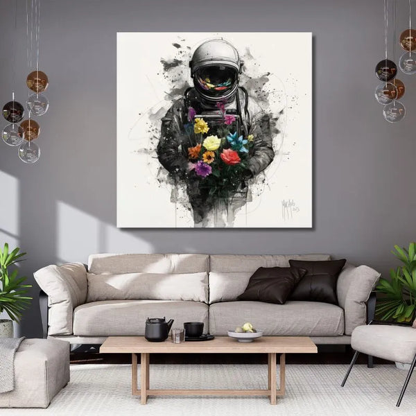 Touteladeco / Tableau Art / Astronaute / Apollo 18 / Love / Spiritualité / Patrice Murciano / Pop Art / Décoration Murale / Décoration de maison / Moderne / Toile