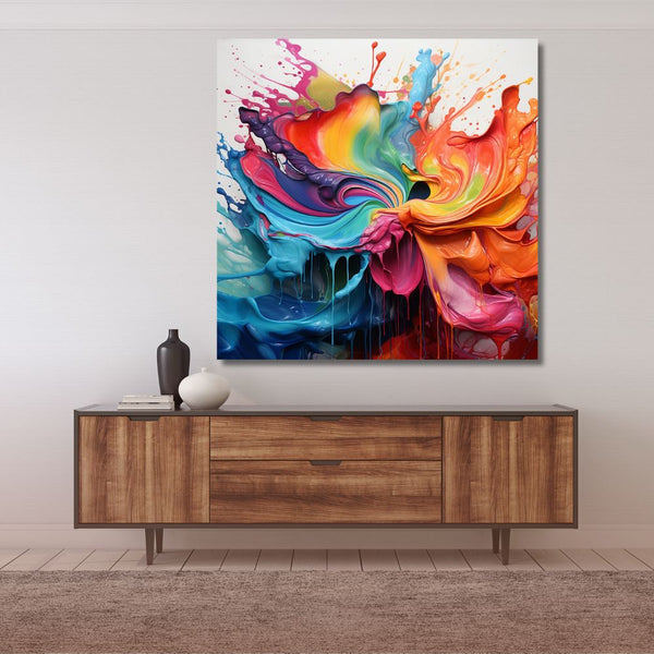 tableau explosion de couleurs / art abstrait moderne / peinture fluide colorée / décoration murale dynamique / mélange de couleurs vives / effet de peinture en mouvement / tableau contemporain / déco artistique expressive / impression sur toile / art vibrant et audacieux / décoration intérieure moderne / toile / tableau / touteladeco