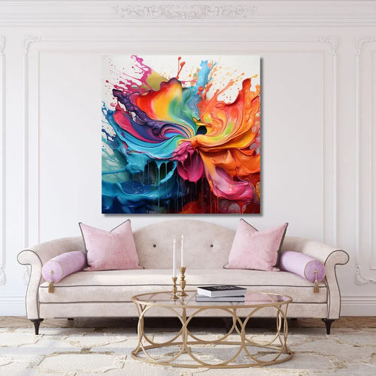 tableau explosion de couleurs / art abstrait moderne / peinture fluide colorée / décoration murale dynamique / mélange de couleurs vives / effet de peinture en mouvement / tableau contemporain / déco artistique expressive / impression sur toile / art vibrant et audacieux / décoration intérieure moderne / toile / tableau / touteladeco