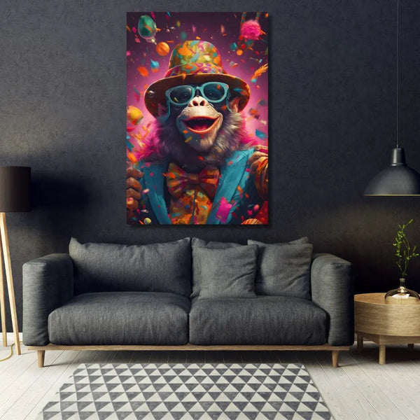 toile / singe / animaux / graffiti / dj / casque / tableaux  / decoration / Fiesta / Couleur / Fun / Tableau
