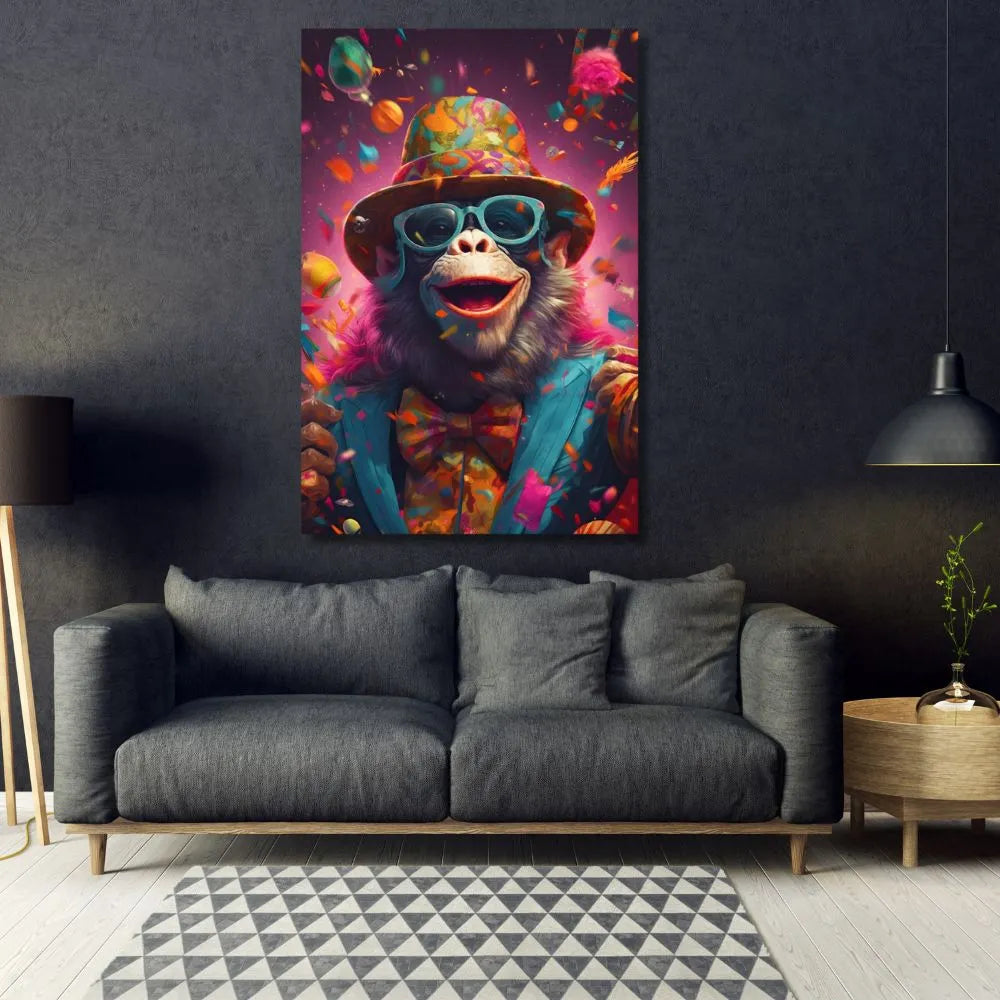 toile / singe / animaux / graffiti / dj / casque / tableaux  / decoration / Fiesta / Couleur / Fun / Tableau