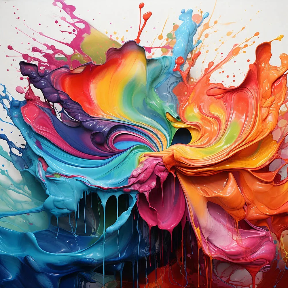 tableau explosion de couleurs / art abstrait moderne / peinture fluide colorée / décoration murale dynamique / mélange de couleurs vives / effet de peinture en mouvement / tableau contemporain / déco artistique expressive / impression sur toile / art vibrant et audacieux / décoration intérieure moderne / toile / tableau / touteladeco