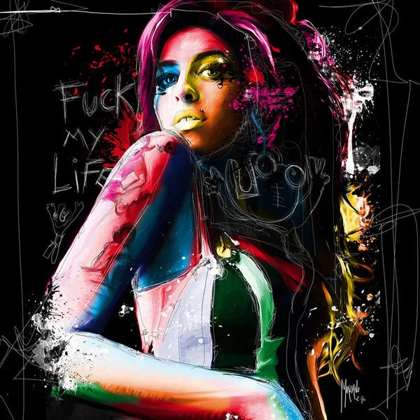 Touteladeco / Tableau Art / Musique / Amy Winehouse / Patrice Murciano / Pop Art / Décoration Murale / Décoration de maison / Moderne / Toile