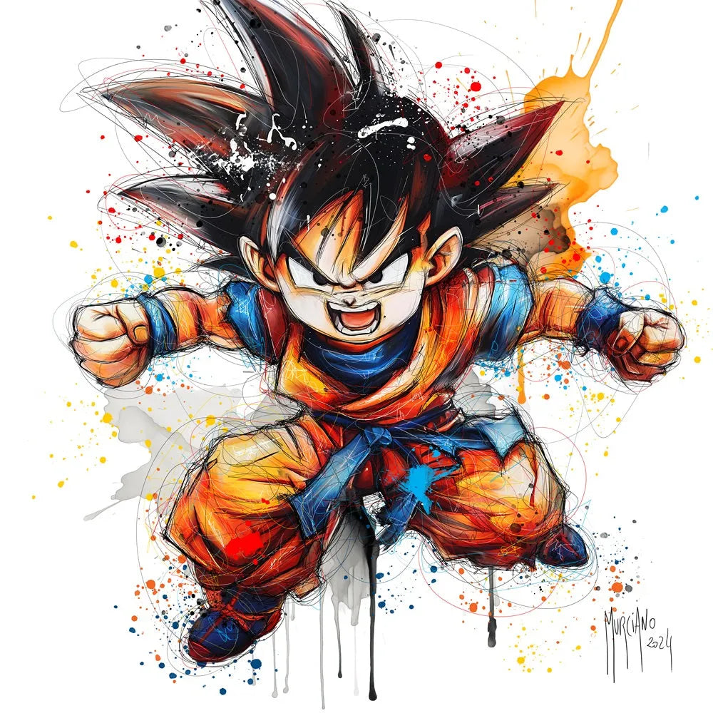 Touteladeco / toile / Tableau / Manga / Anime / Dragon Ball / DBZ / Patrice Murciano / Decoration / Idee Cadeau / Anniversaire / Sangoku / Songoku / Ramen / Decoration Murale / Salon / Chambre / Shenron / Boule de Cristale / Goku / Angry / Colere