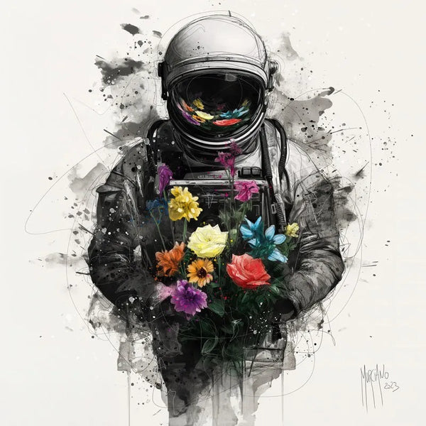 Touteladeco / Tableau Art / Astronaute / Apollo 18 / Love / Spiritualité / Patrice Murciano / Pop Art / Décoration Murale / Décoration de maison / Moderne / Toile