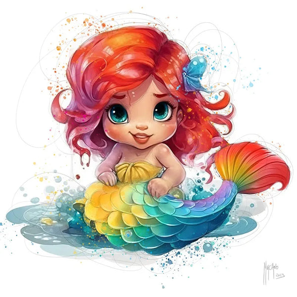 Touteladeco / Tableau Art / Enfant / Baby Ariel / Petite Sirene / Patrice Murciano / Pop Art / Décoration Murale / Décoration de maison / Moderne / Toile