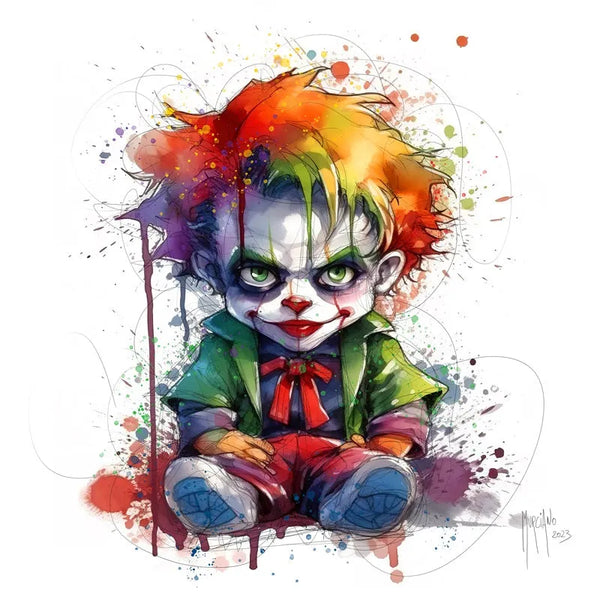 Touteladeco / Tableau Art / Enfant / Baby Joker / Batman / Patrice Murciano / Pop Art / Décoration Murale / Décoration de maison / Moderne / Toile / Joker