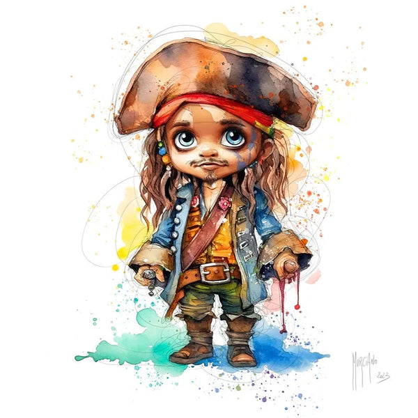 Touteladeco / Tableau Art / Enfant / Baby Pirate / Pirate Caraibe / Patrice Murciano / Pop Art / Décoration Murale / Décoration de maison / Moderne / Toile