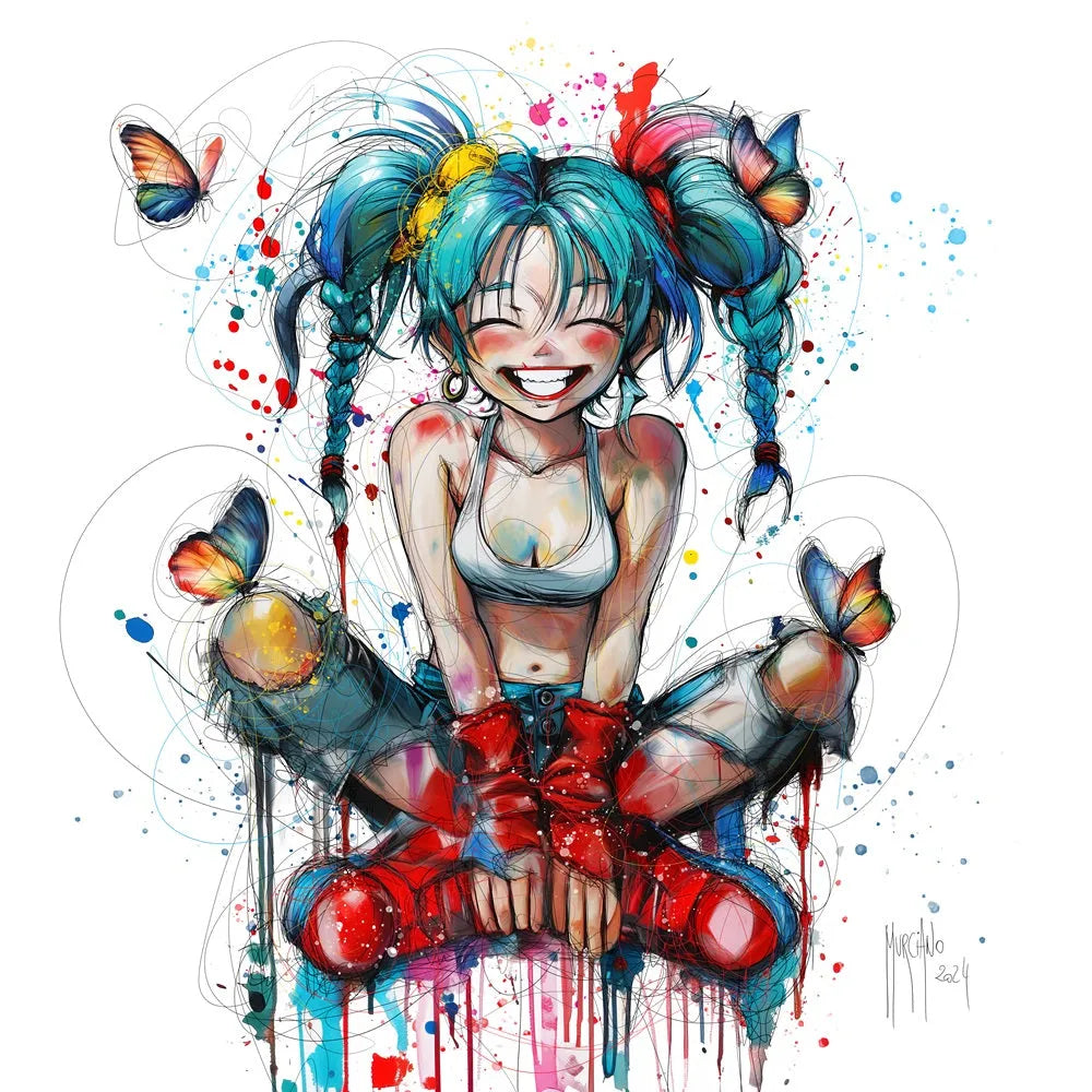 Touteladeco / toile / Tableau / Manga / Anime / Dragon Ball / DBZ / Patrice Murciano / Decoration / Idee Cadeau / Anniversaire / Sangoku / Songoku / Ramen / Decoration Murale / Salon / Chambre / Shenron / Boule de Cristale / Bulma