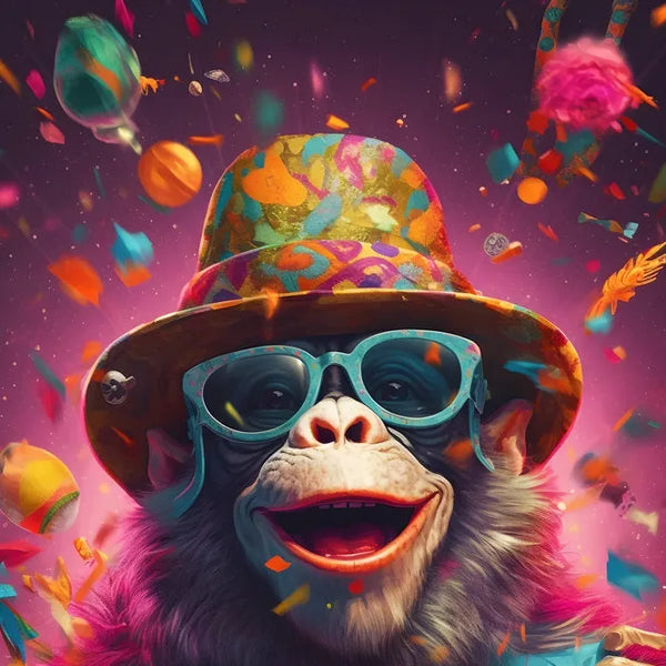 toile / singe / animaux / graffiti / dj / casque / tableaux  / decoration / Fiesta / Couleur / Fun / Tableau