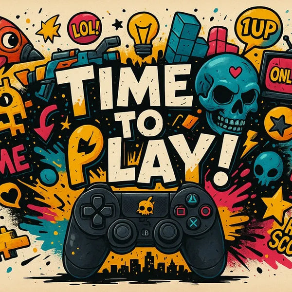 Touteladeco / Toile / Tableau / tableau gaming pop art / tableau geek déco / affiche gamer rétro / manette vintage / illustration colorée / jeu vidéo art pixel / time to play / tableau fun