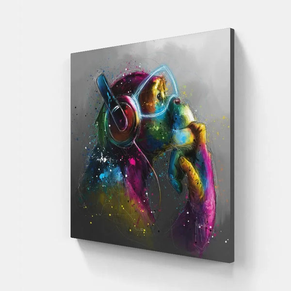 Touteladeco / Tableau Pop Art / Singe / Décoration Murale / Moderne / Pop Art / Couleur / Graffiti / Toile / Tableau / Patrice Murciano / DJ