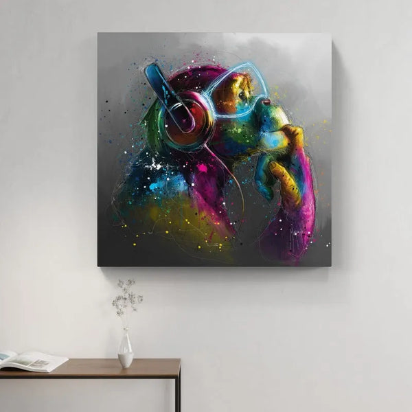 Touteladeco / Tableau Pop Art / Singe / Décoration Murale / Moderne / Pop Art / Couleur / Graffiti / Toile / Tableau / Patrice Murciano / DJ