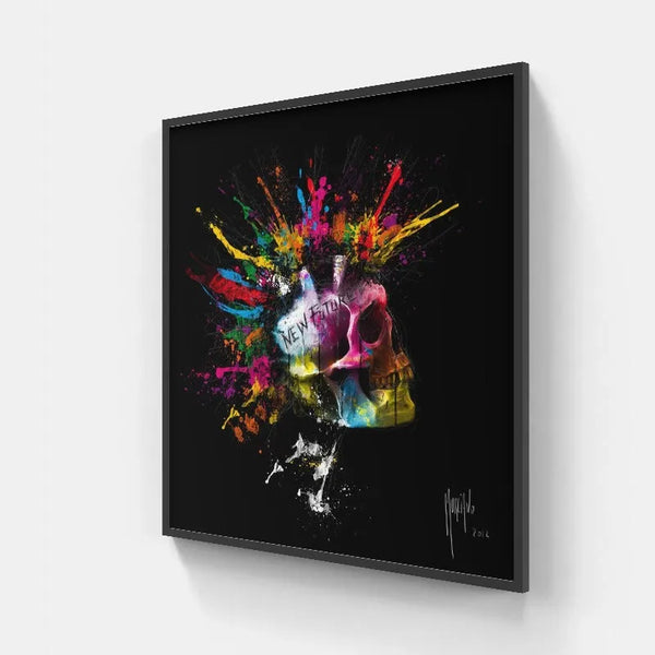 Touteladeco / Tableau Art / Crane / Squelette / Couleur / Graffiti / gothique / Patrice Murciano / Pop Art / Décoration Murale / Décoration de maison / Moderne / Toile