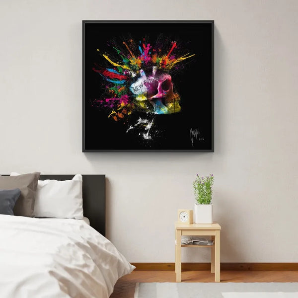 Touteladeco / Tableau Art / Crane / Squelette / Couleur / Graffiti / gothique / Patrice Murciano / Pop Art / Décoration Murale / Décoration de maison / Moderne / Toile