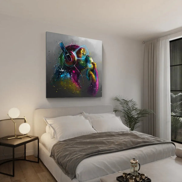 Touteladeco / Tableau Pop Art / Singe / Décoration Murale / Moderne / Pop Art / Couleur / Graffiti / Toile / Tableau / Patrice Murciano / DJ