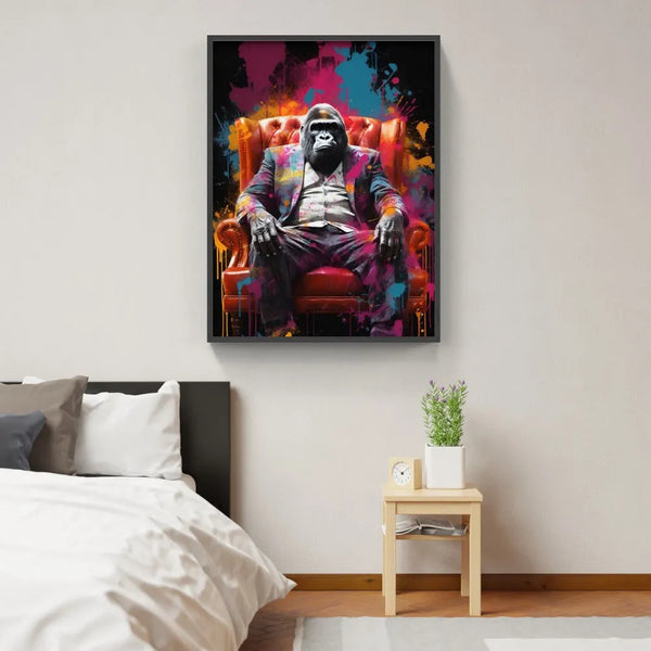 Touteladeco / Tableau Pop Art / Singe / Décoration Murale / Moderne / Pop Art / Couleur / Boss / Fauteuil / Toile / Tableau