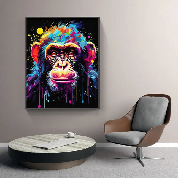 Touteladeco / Tableau / Pop Art / Singe / Décoration / Salon / Graffiti / Moderne / Toile / Animaux