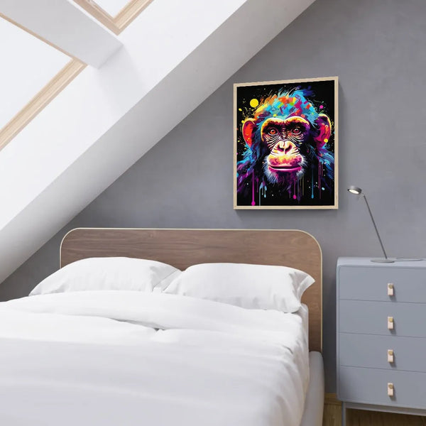 Touteladeco / Tableau / Pop Art / Singe / Décoration / Salon / Graffiti / Moderne / Toile / Animaux