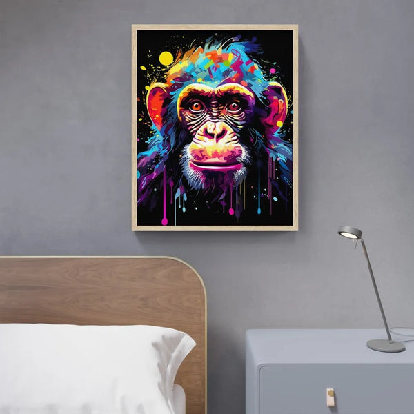 Touteladeco / Tableau / Pop Art / Singe / Décoration / Salon / Graffiti / Moderne / Toile / Animaux