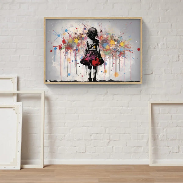 Touteladeco / Tableau Art / Banksy / Street Art / Girl / Jeune Fille / Graffiti / Pop Art / Décoration Murale / Décoration de maison / Moderne / Toile
