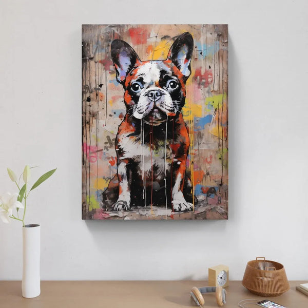 Touteladeco / Tableau Pop Art / Animaux / Chien / Décoration Murale / Décoration de maison / Moderne / Toile / Pop Art / Bouledogue