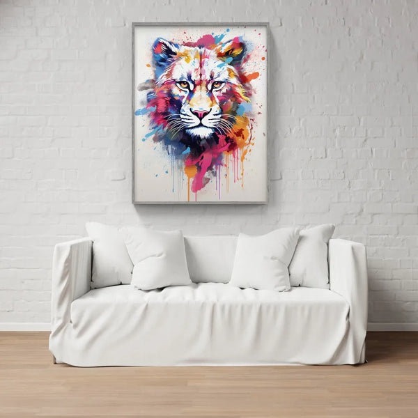 Touteladeco / Tableau Pop Art / Animaux / Décoration Murale / Décoration de maison / Moderne / Toile / Pop Art / Tigre / Felin / Rose