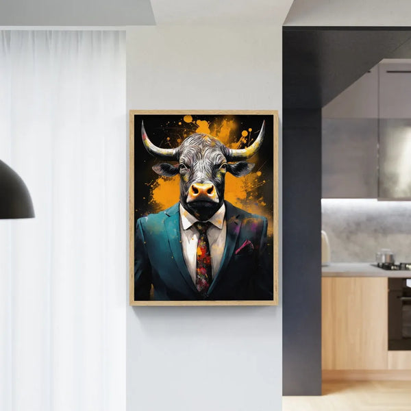 Touteladeco / Tableau Pop Art / Animaux / Taureau / Décoration Murale / Décoration de maison / Moderne / Taureau / Toile / Tableau / Restaurant / Decoration BOucherie