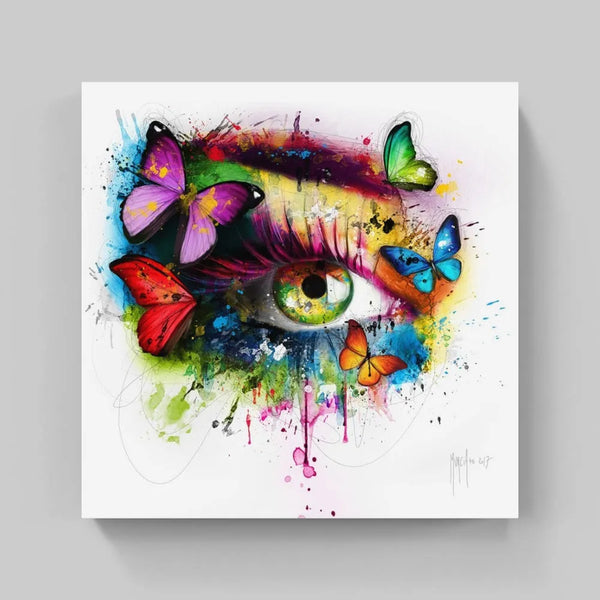 Touteladeco / Tableau Art / Miroir / Ame / Papillons / Oeil / Visage / Femme / Patrice Murciano / Pop Art / Décoration Murale / Décoration de maison / Moderne / Toile