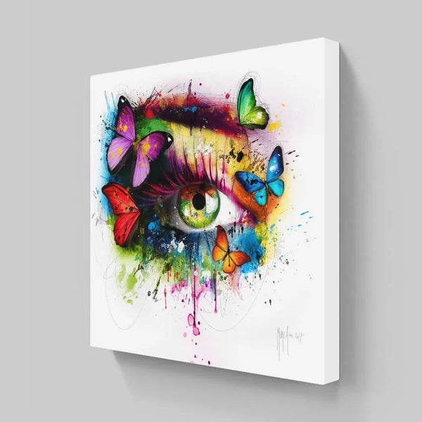 Touteladeco / Tableau Art / Miroir / Ame / Papillons / Oeil / Visage / Femme / Patrice Murciano / Pop Art / Décoration Murale / Décoration de maison / Moderne / Toile