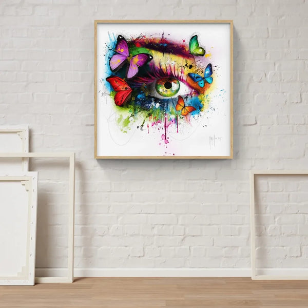 Touteladeco / Tableau Art / Miroir / Ame / Papillons / Oeil / Visage / Femme / Patrice Murciano / Pop Art / Décoration Murale / Décoration de maison / Moderne / Toile