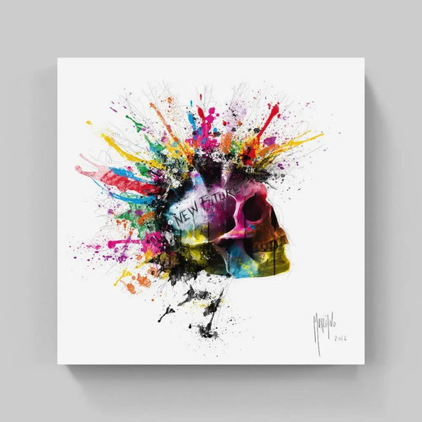 Touteladeco / Tableau Art / Crane / Squelette / Couleur / Graffiti / gothique / Patrice Murciano / Pop Art / Décoration Murale / Décoration de maison / Moderne / Toile