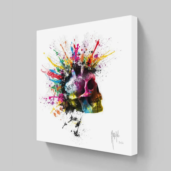 Touteladeco / Tableau Art / Crane / Squelette / Couleur / Graffiti / gothique / Patrice Murciano / Pop Art / Décoration Murale / Décoration de maison / Moderne / Toile