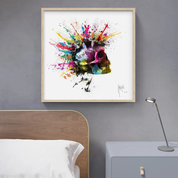 Touteladeco / Tableau Art / Crane / Squelette / Couleur / Graffiti / gothique / Patrice Murciano / Pop Art / Décoration Murale / Décoration de maison / Moderne / Toile