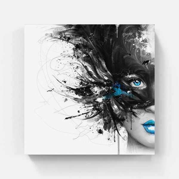 Touteladeco / Tableau Pop Art / Street Art / Girl Power / Grafiti / Décoration Murale / Décoration de maison / Moderne / Graffiti / Femme / Visage / Couleur / Fleurs / Masque / Dark