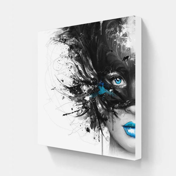 Touteladeco / Tableau Pop Art / Street Art / Girl Power / Grafiti / Décoration Murale / Décoration de maison / Moderne / Graffiti / Femme / Visage / Couleur / Fleurs / Masque / Dark