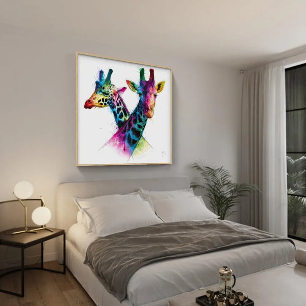 Touteladeco / Tableau Art / Animaux / Girafe / Couleur / Pop Art / Graffiti / Décoration Murale / Décoration de maison / Moderne / Toile