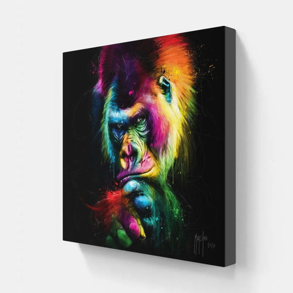 Touteladeco / Tableau Pop Art / Singe / Décoration Murale / Moderne / Pop Art / Couleur / Graffiti / Toile / Tableau / Patrice Murciano / Gorille / Pensan